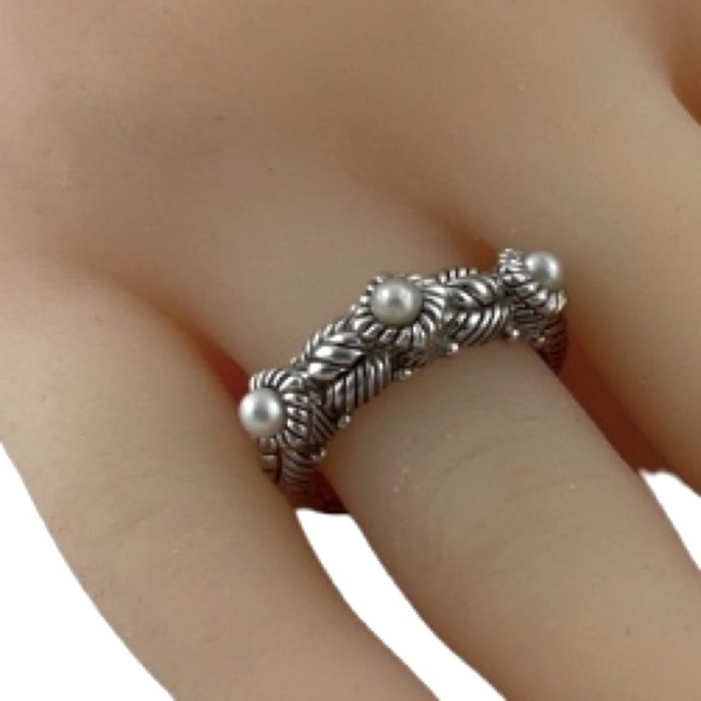 JUDITH RIPKA 3 PEARL STERLING RING - Picture 3 of 5